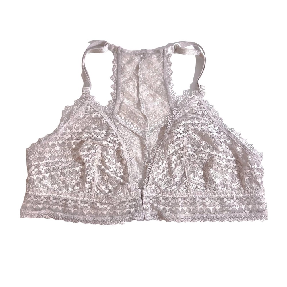 Victoria’s Secret Bralette Front Clasp Lace And Satin Lilac L
